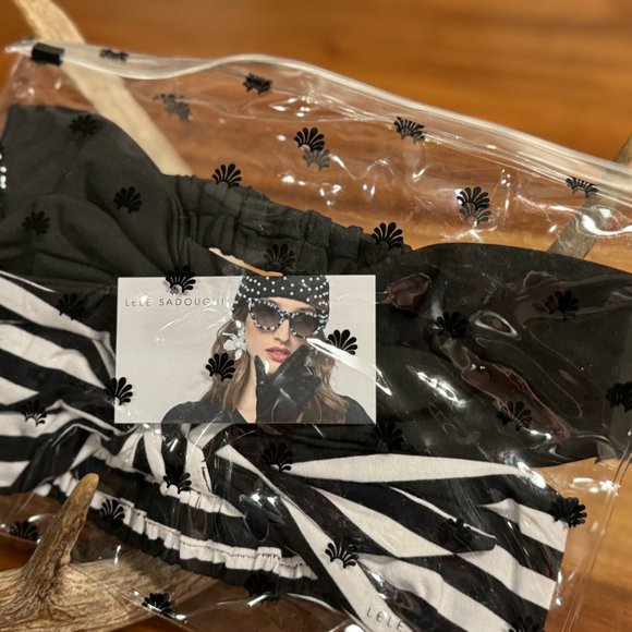 Lele Sadoughi Betty Headbands Stretch Black And White Bow Set Of 2 Brand New! - Picture 3 of 14